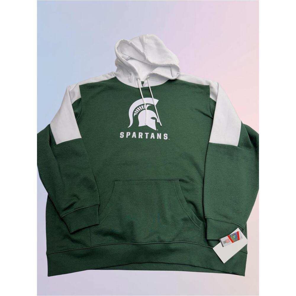 MICHIGAN STATE SPARTANS Men’s XXL Green White Hoodie Sweatshirt - Picture 2 of 4